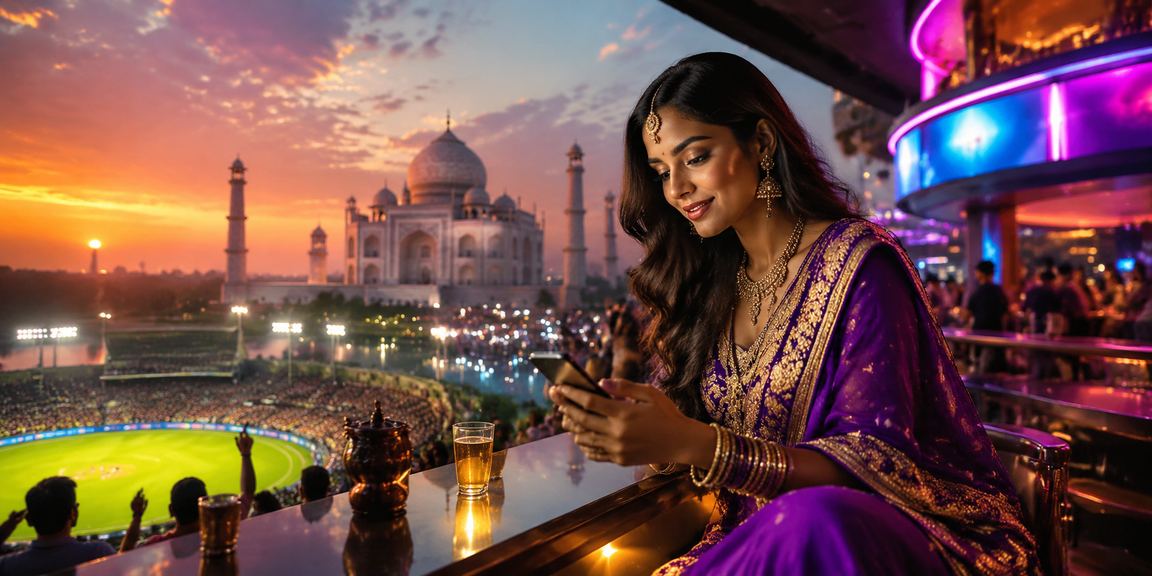 Live Casino playing on mobile device near Taj Mahal, Agra