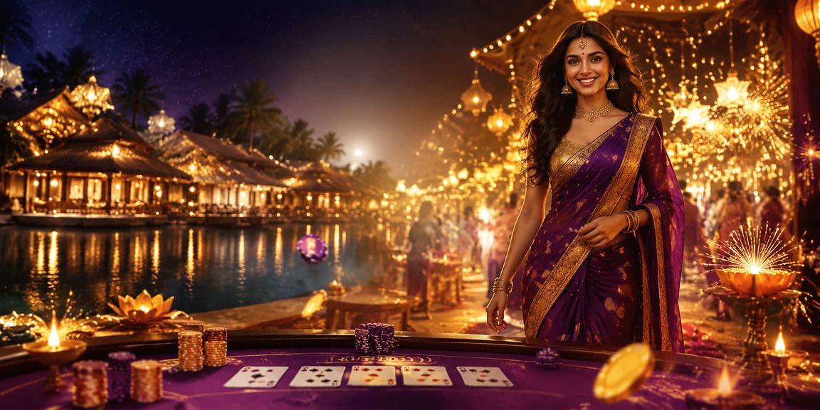 Baccarat table setup during Diwali festival